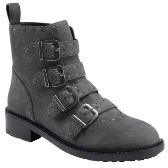 AEROSOLES Arezzo Buckle Bootie In Grey Faux Suede - Picture 1 of 12